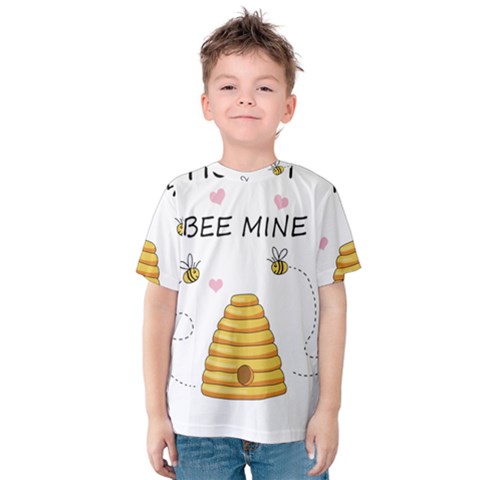 Bee Mine Valentines Day Kids  Cotton Tee by Valentinaart