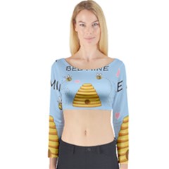 Bee Mine Valentines Day Long Sleeve Crop Top by Valentinaart