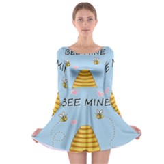 Bee Mine Valentines Day Long Sleeve Skater Dress by Valentinaart