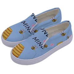 Bee Mine Valentines Day Kids  Canvas Slip Ons by Valentinaart