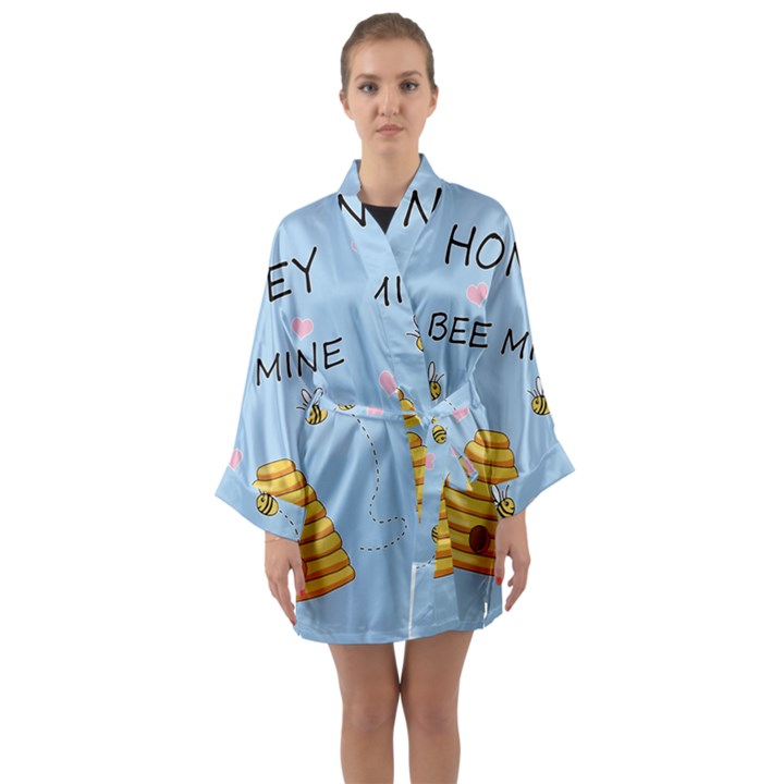 Bee mine Valentines day Long Sleeve Kimono Robe