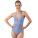 Bee pattern Halter Cut-Out One Piece Swimsuit View1