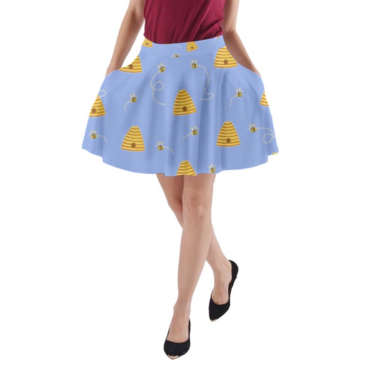 Bee pattern A-Line Pocket Skirt