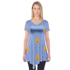 Bee Pattern Short Sleeve Tunic  by Valentinaart