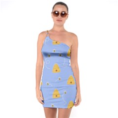 Bee Pattern One Soulder Bodycon Dress by Valentinaart