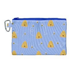 Bee Pattern Canvas Cosmetic Bag (large) by Valentinaart