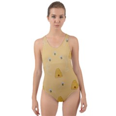 Bee Pattern Cut-out Back One Piece Swimsuit by Valentinaart