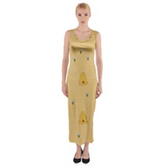 Bee Pattern Fitted Maxi Dress by Valentinaart