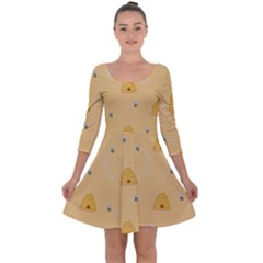 Bee Pattern Quarter Sleeve Skater Dress by Valentinaart