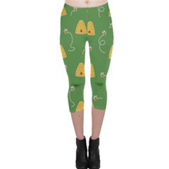 Bee Pattern Capri Leggings  by Valentinaart