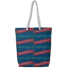 Valentine Day Pattern Full Print Rope Handle Tote (small) by dflcprints