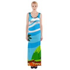 Landscape Background Nature Sky Maxi Thigh Split Dress by Nexatart