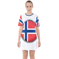 Norway Country Nation Blue Symbol Sixties Short Sleeve Mini Dress by Nexatart