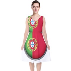 Portugal Flag Country Nation V-neck Midi Sleeveless Dress  by Nexatart