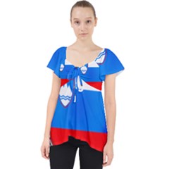 Slovenia Flag Mountains Country Lace Front Dolly Top by Nexatart