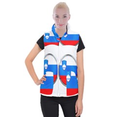 Slovenia Flag Mountains Country Women s Button Up Puffer Vest by Nexatart