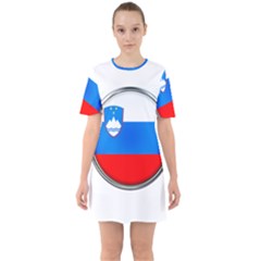 Slovenia Flag Mountains Country Sixties Short Sleeve Mini Dress by Nexatart