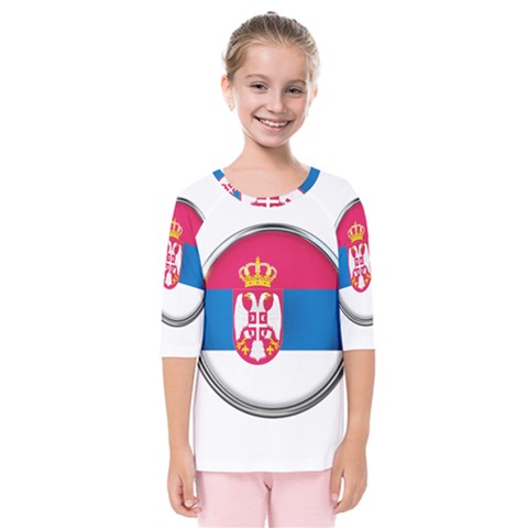 Serbia Flag Icon Europe National Kids  Quarter Sleeve Raglan Tee by Nexatart