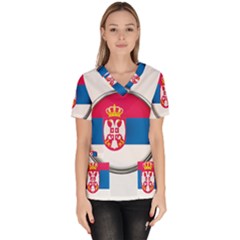 Serbia Flag Icon Europe National Scrub Top by Nexatart