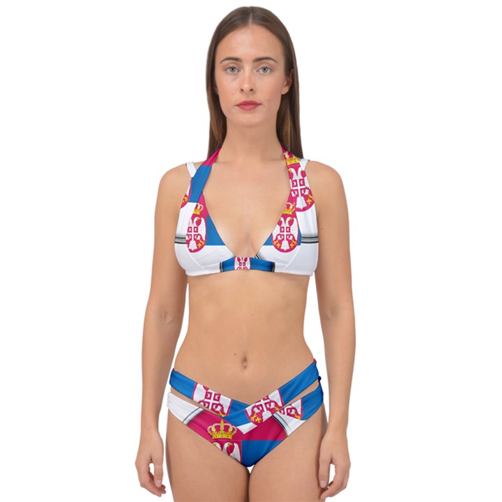 Serbia Flag Icon Europe National Double Strap Halter Bikini Set