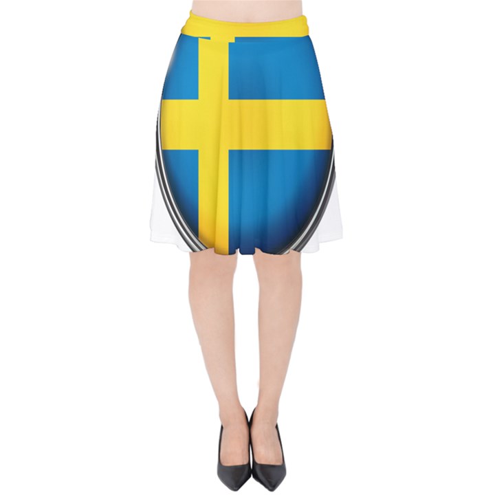 Sweden Flag Country Countries Velvet High Waist Skirt