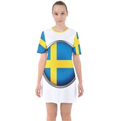 Sweden Flag Country Countries Sixties Short Sleeve Mini Dress by Nexatart