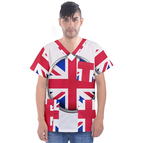 United Kingdom Country Nation Flag Men s V-neck Scrub Top by Nexatart