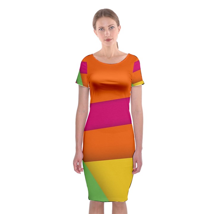 Background Abstract Classic Short Sleeve Midi Dress