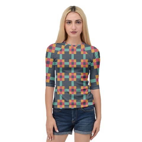 Squares Geometric Abstract Background Quarter Sleeve Raglan Tee by Nexatart