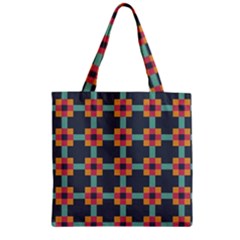 Squares Geometric Abstract Background Zipper Grocery Tote Bag by Nexatart