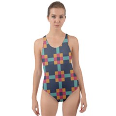 Squares Geometric Abstract Background Cut-out Back One Piece Swimsuit by Nexatart