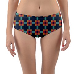 Squares Geometric Abstract Background Reversible Mid-waist Bikini Bottoms by Nexatart