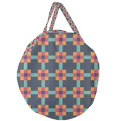 Squares Geometric Abstract Background Giant Round Zipper Tote by Nexatart