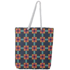 Squares Geometric Abstract Background Full Print Rope Handle Tote (large) by Nexatart