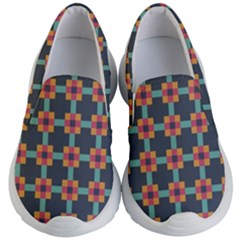 Squares Geometric Abstract Background Kid s Lightweight Slip Ons by Nexatart