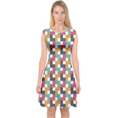 Background Abstract Geometric Capsleeve Midi Dress by Nexatart