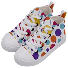 Background Polka Dot Kid s Mid-top Canvas Sneakers by Nexatart