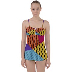 Background Abstract Memphis Babydoll Tankini Set by Nexatart