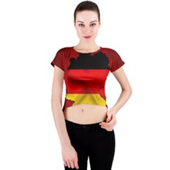 Germany Map Flag Country Red Flag Crew Neck Crop Top by Nexatart