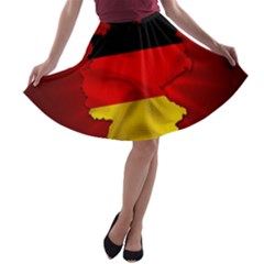 Germany Map Flag Country Red Flag A-line Skater Skirt by Nexatart