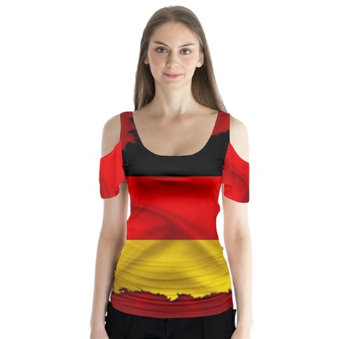 Germany Map Flag Country Red Flag Butterfly Sleeve Cutout Tee  by Nexatart