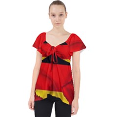 Germany Map Flag Country Red Flag Lace Front Dolly Top by Nexatart