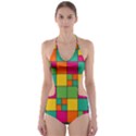 Squares Abstract Background Abstract Cut-Out One Piece Swimsuit View1