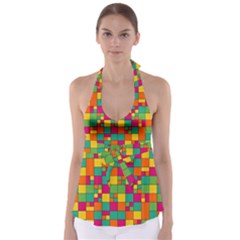 Squares Abstract Background Abstract Babydoll Tankini Top by Nexatart