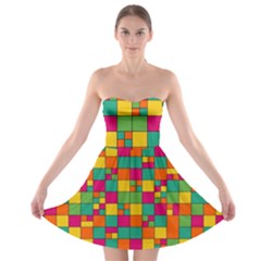 Squares Abstract Background Abstract Strapless Bra Top Dress