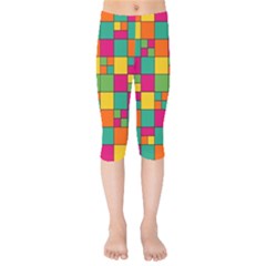 Squares Abstract Background Abstract Kids  Capri Leggings  by Nexatart