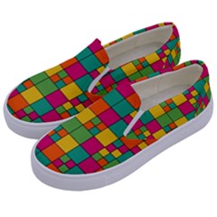 Squares Abstract Background Abstract Kids  Canvas Slip Ons by Nexatart