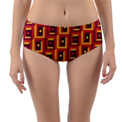 3 D Squares Abstract Background Reversible Mid-waist Bikini Bottoms by Nexatart