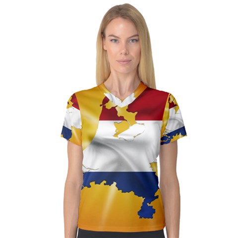 Holland Country Nation Netherlands Flag V-neck Sport Mesh Tee by Nexatart