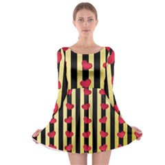 Love Heart Pattern Decoration Abstract Desktop Long Sleeve Skater Dress by Nexatart